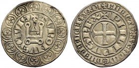 FRANKREICH, SAMMLUNG TOURNOSEN. PHILIPPE III LE HARDI, 1270-1285. Gros tournois (1270-1280). +TVRONV.S. CIVIS (N und beide S mit Punkt in der Mitte). ...