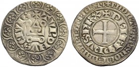 FRANKREICH, SAMMLUNG TOURNOSEN. PHILIPPE IV LE BEL, 1285-1314. Gros tournois à l'O rond. +TVRONVS (Dreieck) CIVIS +PhILIPPVS. REX (Auf der Spitze des ...
