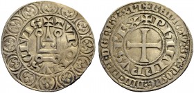 FRANKREICH, SAMMLUNG TOURNOSEN. PHILIPPE V LE LONG, 1316-1322. Gros tournois à l'O rond. +TVRONVS' CIVIS (seitenverkehrtes Apostroph als Interpunktion...