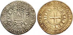 FRANKREICH, SAMMLUNG TOURNOSEN. PHILIPPE V LE LONG, 1316-1322. Gros tournois à l'O rond. +TVROI/IVS CIVIS +PhILIPPVS (kleiner nach oben geöffneter Hal...