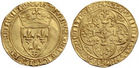 FRANKREICH, SAMMLUNG TOURNOSEN. CHARLES VI LE FOL, 1380-1422. Ecu d'or à la couronne, 2ème émission (1388) sans point d'atelier. Gekrönter Lilienschil...