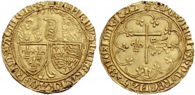 FRANKREICH, SAMMLUNG TOURNOSEN. HENRI VI, 1422-1453. Salut d'or, 2e émission 1423, Saint Lô, Mzz. Lilie. Der Erzengel Gabriel reicht Maria ein Schrift...