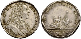 FRANKREICH, SAMMLUNG TOURNOSEN. LOUIS XV, 1715-1774. Jeton 1736 (von J. Duvivier), Extraordinaire des Guerres. Brustbild r. Rv. Drei angebundene Hunde...
