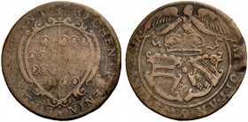 FRANKREICH. ENSISHEIM. Erzherzog FERDINAND, 1564-1595. Kupfer-Rechenpfennig o. J. (um 1593). Zweiteiliges Rechenbrett im leicht verzierten Oval, RECHE...