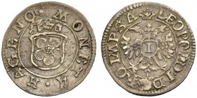 FRANKREICH. HAGENAU. Kreuzer 1670. Stadtschild, darüber Jahreszahl. Rv. Gekrönter Doppeladler. EL 91, Slg. Voltz 226. Kleine Stempelfehler.
Sehr schön...