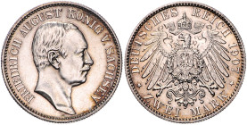 Sachsen. Friedrich August III. 1904-1918. 2 Mark 1907. Jaeger&nbsp;134. .