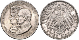 Sachsen. Friedrich August III. 1904-1918. 2 Mark 1909,  Universität Leipzig, und 3 Mark 1909. Jaeger&nbsp;138&nbsp;u.&nbsp;135. zus. 2 St..