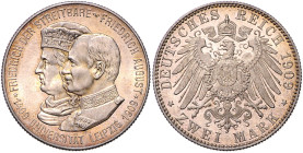 Sachsen. Friedrich August III. 1904-1918. 2 Mark 1909,  Universität Leipzig. Jaeger&nbsp;138. .