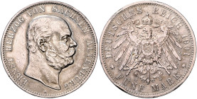 Sachsen/-Altenburg. Ernst 1853-1908. 5 Mark 1901. Jaeger&nbsp;143. .