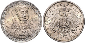 Sachsen/-Weimar-Eisenach. Wilhelm Ernst 1901-1918. 2 Mark 1908,  Universität Jena. Jaeger&nbsp;160. .
