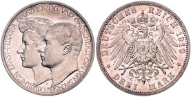 Sachsen/-Weimar-Eisenach. Wilhelm Ernst 1901-1918. 3 Mark 1910,  Zweite Hochzeit. Jaeger&nbsp;162. .