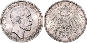 Schwarzburg/-Sondershausen. Karl Günther 1880-1909. 3 Mark 1909,  Karl Günthers Tod. Jaeger&nbsp;170. .