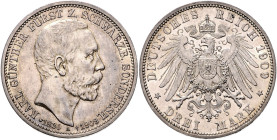 Schwarzburg/-Sondershausen. Karl Günther 1880-1909. 3 Mark 1909,  Karl Günthers Tod. Jaeger&nbsp;170. .