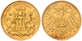 Hamburg. 10 Mark 1898. Jaeger&nbsp;211. .