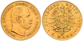 Preussen. Wilhelm I. 1871-1888. 5 Mark 1877 A. Jaeger&nbsp;244. .
