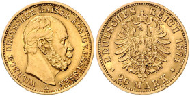 Preussen. Wilhelm I. 1871-1888. 20 Mark 1874 A. Jaeger&nbsp;246. .
