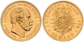 Preussen. Wilhelm I. 1871-1888. 20 Mark 1884 A. Jaeger&nbsp;246. .