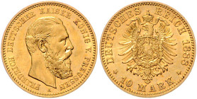 Preussen. Friedrich III. 1888. 10 Mark 1888 A. Jaeger&nbsp;247. .