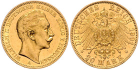 Preussen. Wilhelm II. 1888-1918. 20 Mark 1901 A. Jaeger&nbsp;252. .