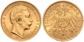 Preussen. Wilhelm II. 1888-1918. 20 Mark 1910 J. Jaeger&nbsp;252. .