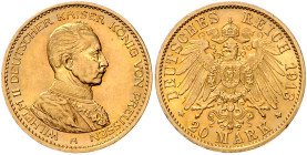 Preussen. Wilhelm II. 1888-1918. 20 Mark 1913 A, Kürassieruniform. Jaeger&nbsp;253. .
