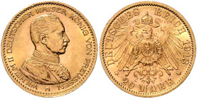 Preussen. Wilhelm II. 1888-1918. 20 Mark 1913 A, Kürassieruniform. Jaeger&nbsp;253. .