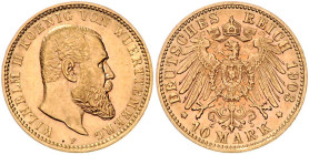 Württemberg. Wilhelm II. 1891-1918. 10 Mark 1903 F. Jaeger&nbsp;295. .