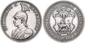 Deutsch-Ostafrika. 1/2 Rupie 1891. Jaeger&nbsp;N&nbsp;712. .