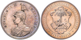 Deutsch-Ostafrika. 1 Rupie 1891. Jaeger&nbsp;N&nbsp;713.  Dieser Jahrgang in PP unediert..