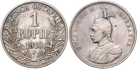 Deutsch-Ostafrika. 1 Rupie 1910 J. Jaeger&nbsp;N&nbsp;722. .