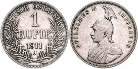 Deutsch-Ostafrika. 1 Rupie 1911 J. Jaeger&nbsp;N&nbsp;722. .