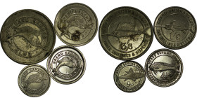 Bahamas. Grand Bahamas Club Ni set of 4 denomination tokens. 1948-1950.