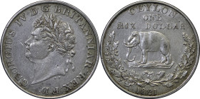 Ceylon, British Colonial. George IV AR Rixdollar. 1821.