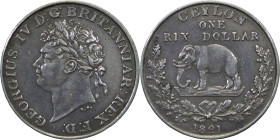 Ceylon, British Colonial. George IV AR Rixdollar. 1821.