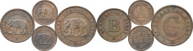 Ceylon, Sebastian Mills CU Token set of 4 coins. Coffee Mill. 1866-70.