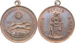 France, Second Republic. Paris CU Dog Racing Jeton. 1849.