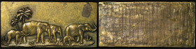 Africa, French West. Elephant family Brass Plaque. 1880-1920.