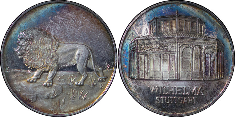 Germany, Stuttgart AR Jeton. c. 1960. Lion on savannah / Building, WILHELMA STUT...