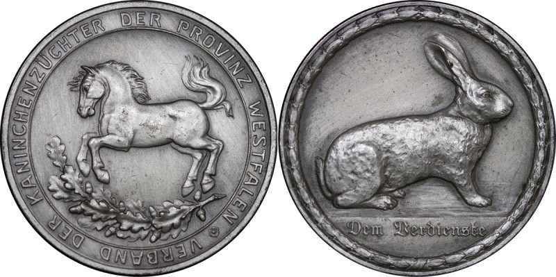 Germany. Wesphalia Æ Rabbit Breeders Award Medal. Circa 1922-1930. DEM BIRDIENST...