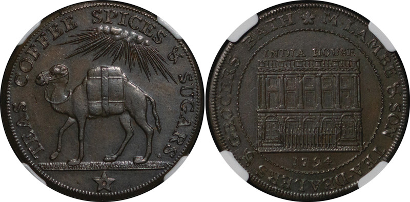 Great Britain, Somerset CU Penny Token. 1799. TEA COFFEE SPICES & SUGARS. Camel ...