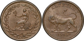 Great Britain. British Copper Company CU Halfpenny Token. 1813.
