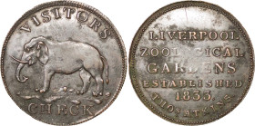 Great Britain. Liverpool Zoological Gardens CU Pass. 1833.