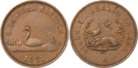 Great Britain, Norwich. G.Bagshaw CU Farthing token. 1851.