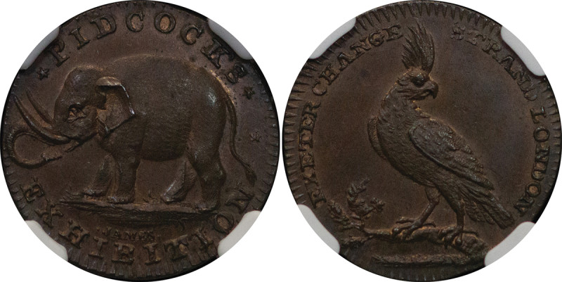 Great Britain, Middlesex. Pidcock CU Farthing Token. 1790-1798. + PIDCOCKS + EXH...