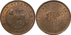 India, British Colonial. Bombay CU Half Rupee Token. c. 1905.