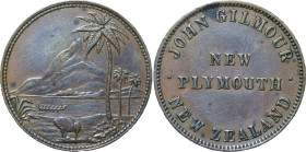 New Zealand, New Plymouth CU Penny Token. 1875.