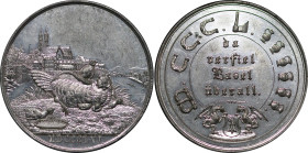Switzerland, Basel. Basel Earthquake White Metal Medallion. 1856.