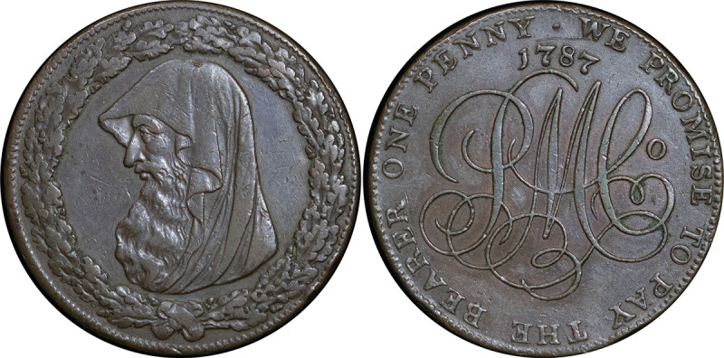 Great Britain, North Wales. Anglesey Parys Mines CU Penny Token. 1787. Druids He...