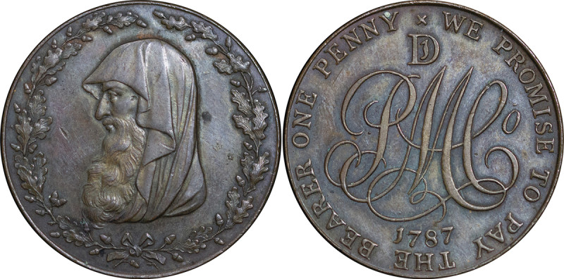 Great Britain, North Wales. Anglesey Parys Mines CU Penny Token. 1787. Druids He...