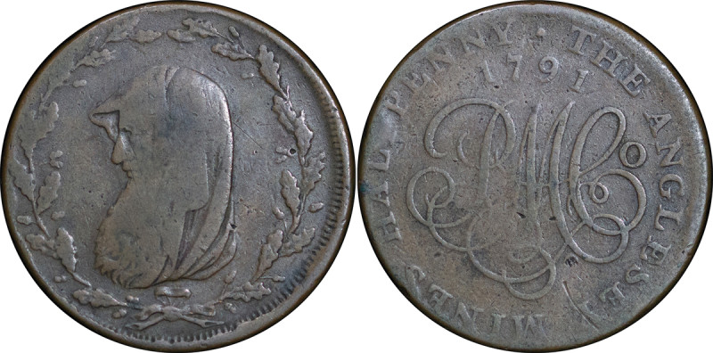 Great Britain, North Wales. Anglesey Parys Mines CU 1/2 Penny Token. 1791. Druid...